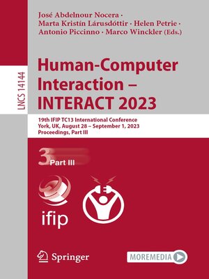 cover image of Human-Computer Interaction – INTERACT 2023
